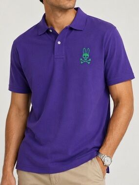 Psycho Bunny Purple Pima Cotton Polo 3XL